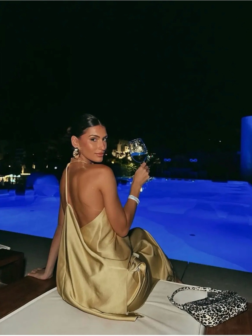 Zara Metallic Gold Satin Draped Top